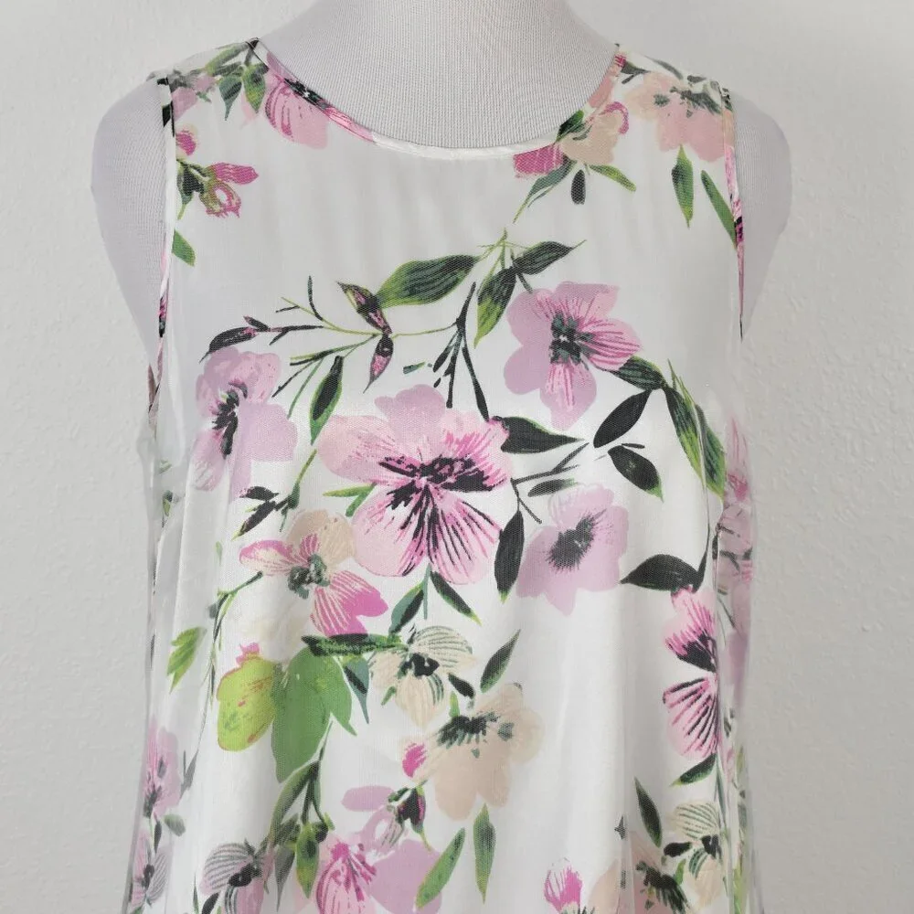 Spense Floral Embroidered Tulle Overlay Shift Dress NEW - L - Picture 2 of 12
